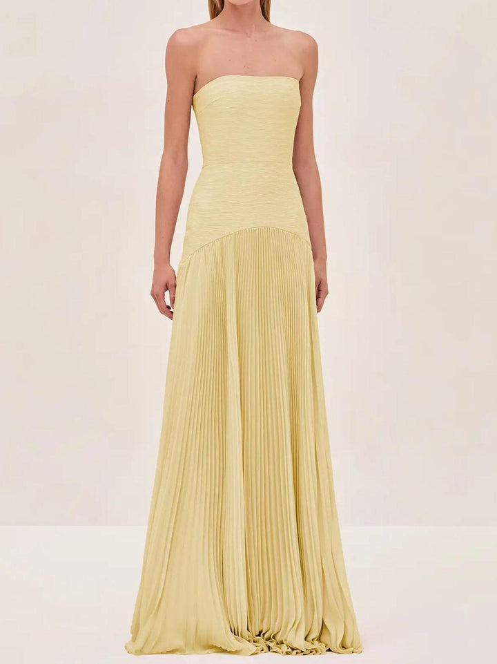 Sage | Kvinders Strapless Plisseret Maxi Kjole Formelt Aften Gown