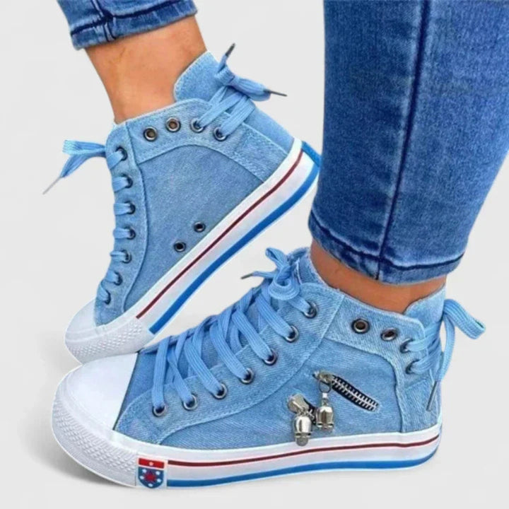 Michaela | Dame Denim Højt Skårne Sneakers