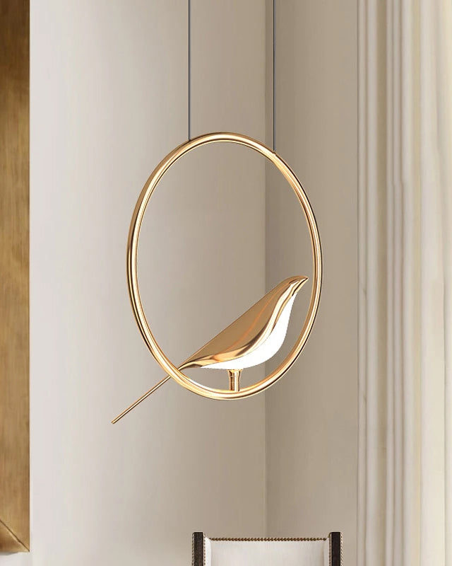 Elegant Guldfarvet LED Fuglependel