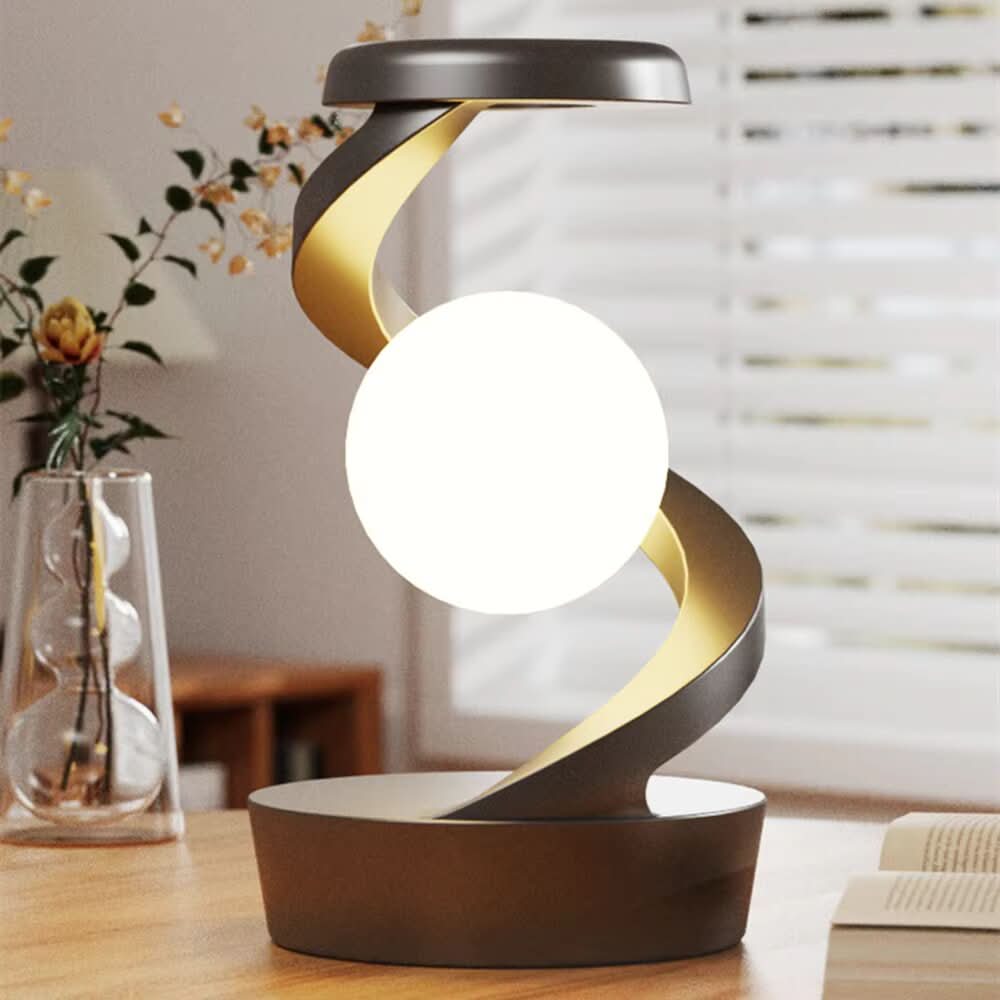 Moderne LED Bordlampe med Svævende Lys og Trådløs Opladning