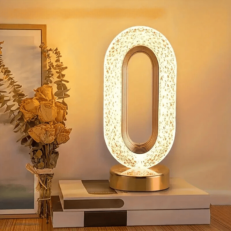 Justerbar Bordlampe i Metal og Glas med 3 Lysstyrkeniveauer