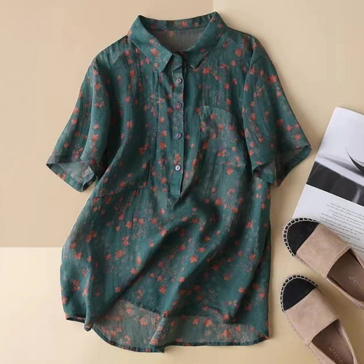 Annette™ | Blomster Halv-Placket Skjorte