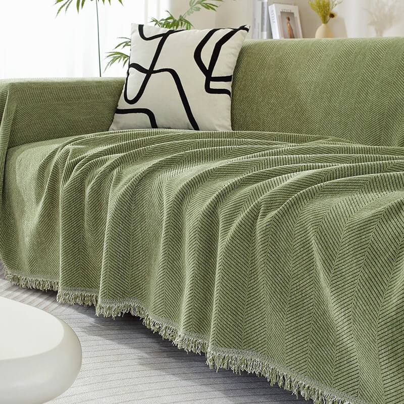 Elegant Chenille Pudeovertræk med Frynser
