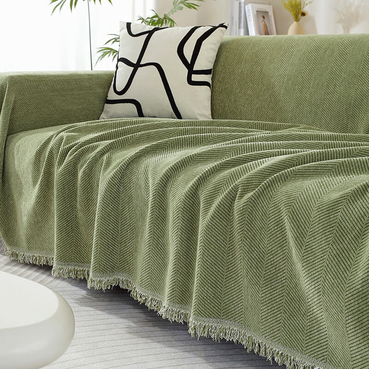 Elegant Chenille Pudeovertræk med Frynser