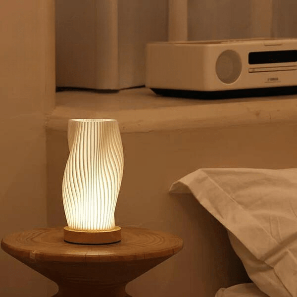 Dimmbar Plisseret Bordlampe med USB og Justerbart Lys