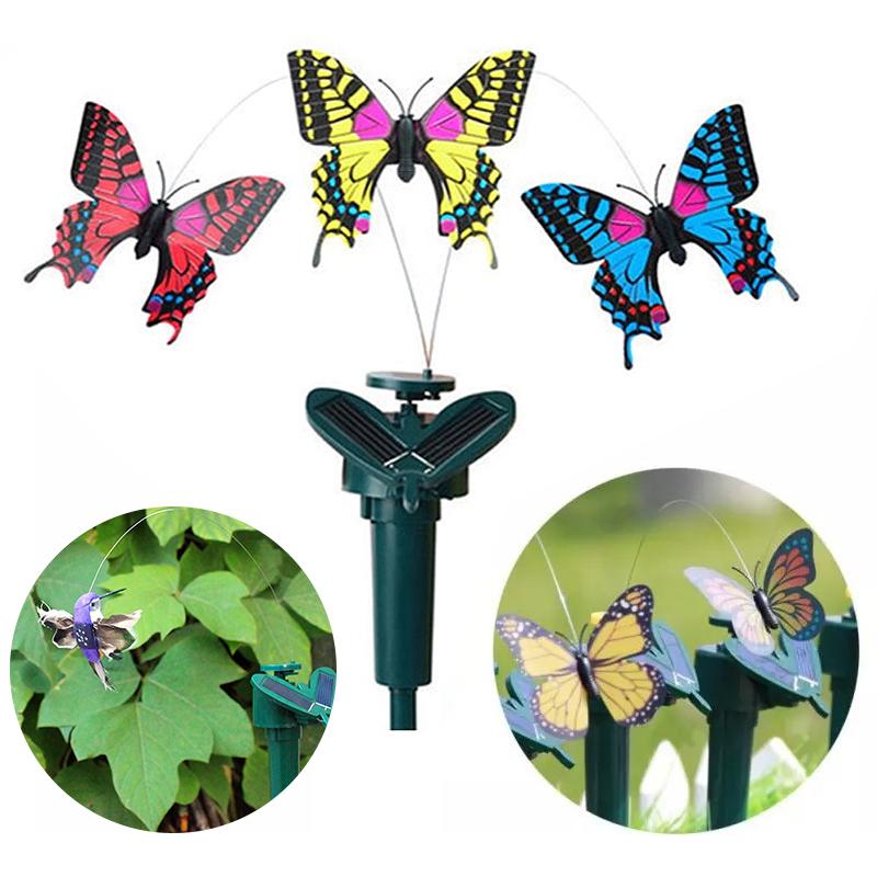 Solcelledrevet Dansende Kolibri og Sommerfugl Have Dekoration