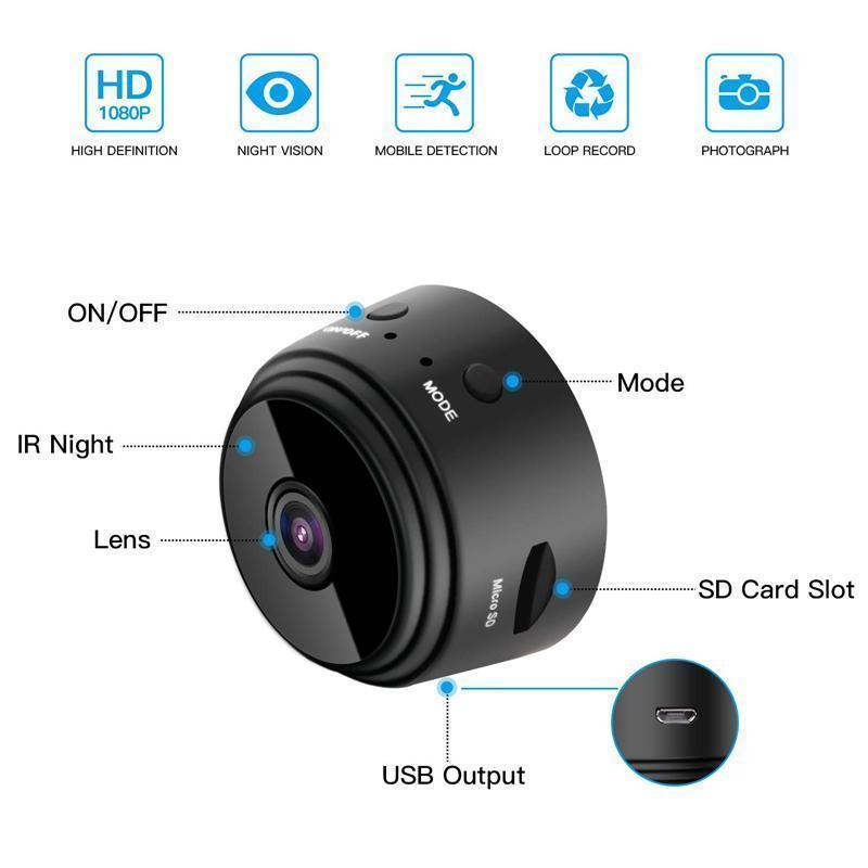 1080p WiFi Mini Sikkerhedskamera med Nattesyn og Magnetisk Base