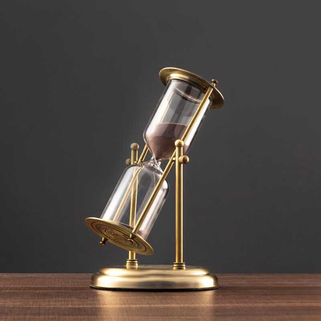 Antik Messing Timeglas med Lilla Sand - Vintage Design