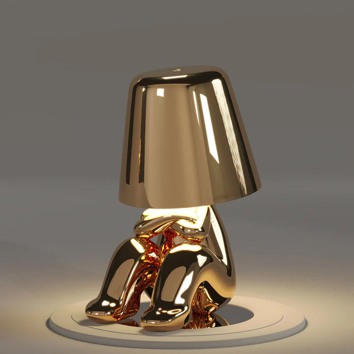 Guld Tænker Mand Bordlampe med Touchkontrol