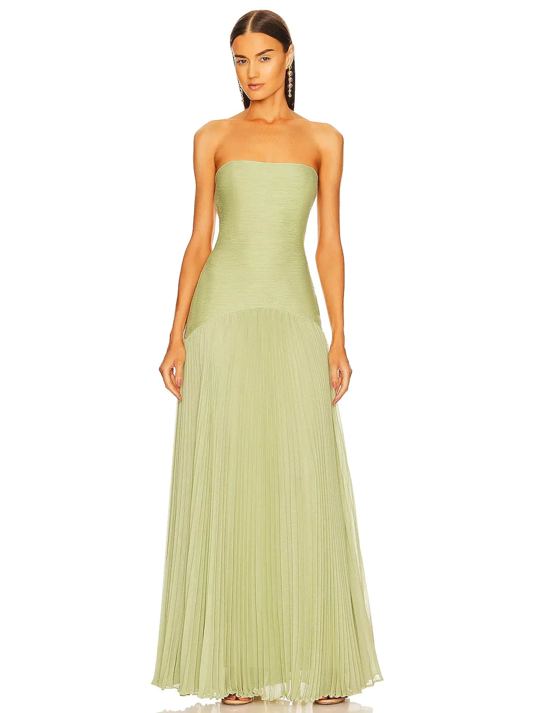 Sage | Kvinders Strapless Plisseret Maxi Kjole Formelt Aften Gown