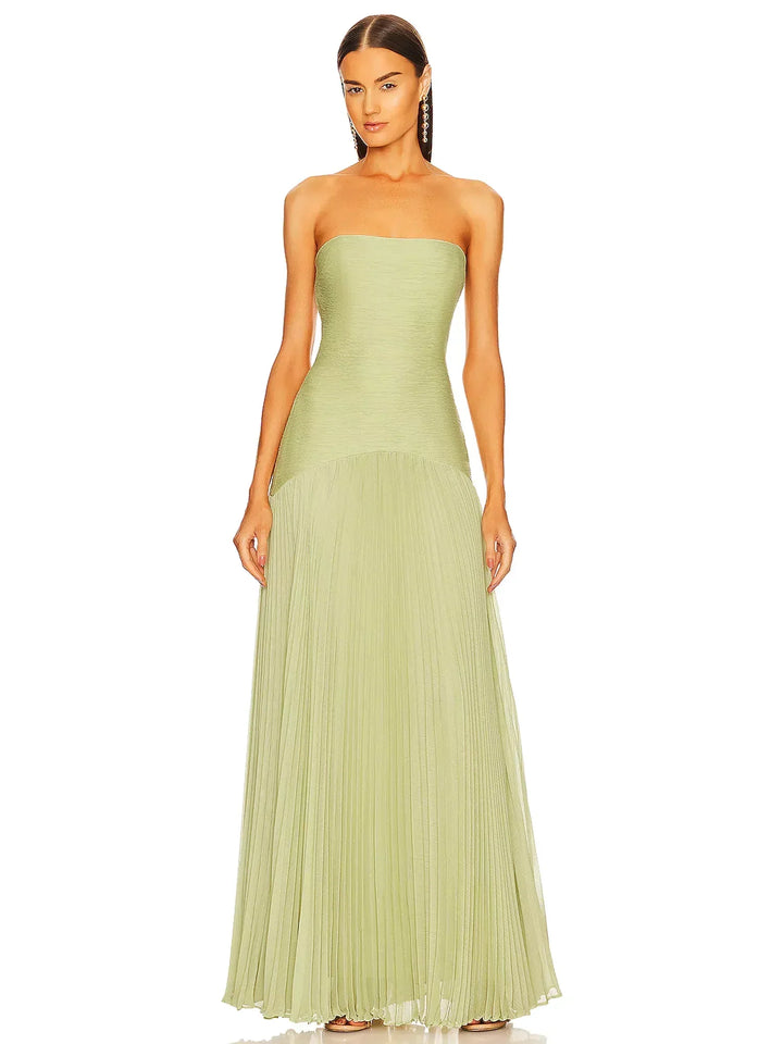 Sage | Kvinders Strapless Plisseret Maxi Kjole Formelt Aften Gown
