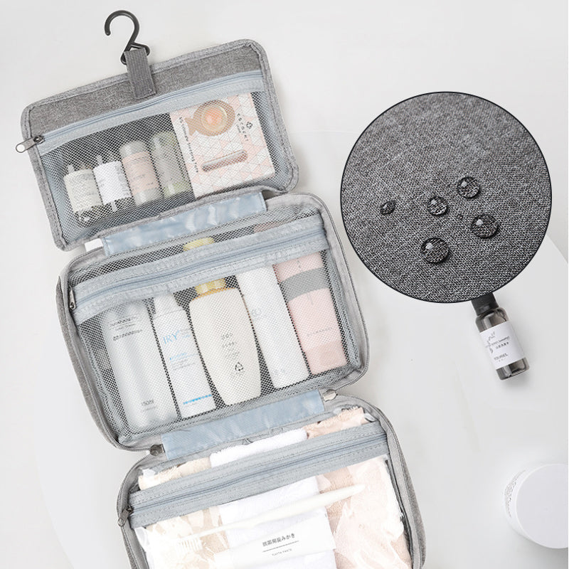 Kompakt Rejse Kosmetik Organizer med 4 Rum og Gennemsigtige Sider