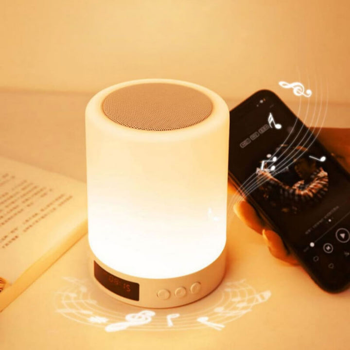 Bluetooth Højttaler med LED Lampe og Vækkeur