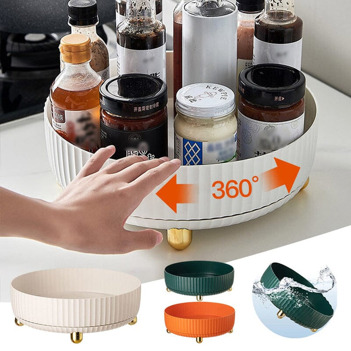 360° Rotationskrydderiholder med Aftagelig Bakke i PP-materiale