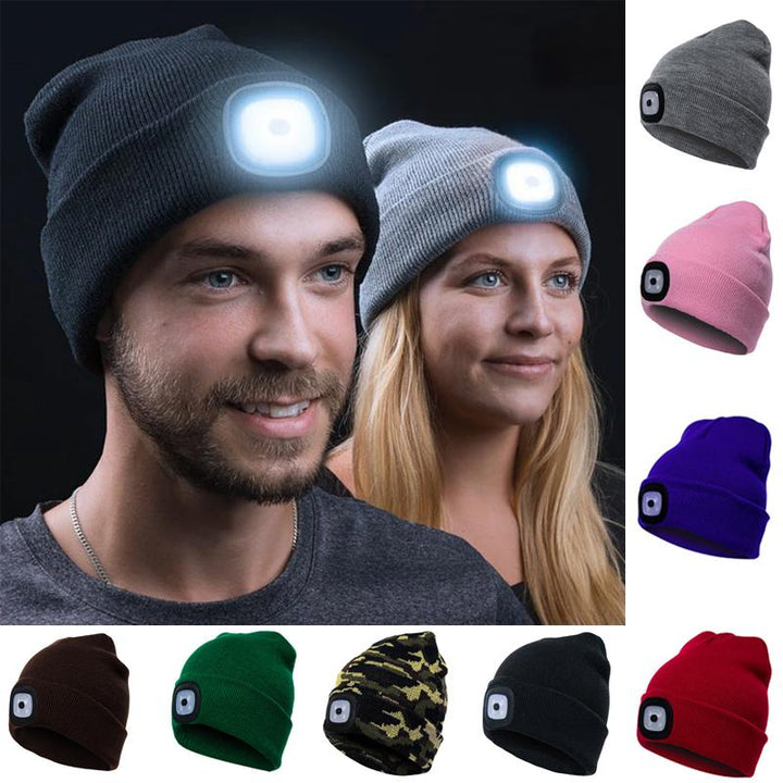 LED Beanie Hat med Aftageligt Lys til Udendørs Aktiviteter