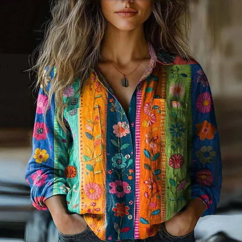 Rebecca™ | Vintage Bohemian Mønster Bluse