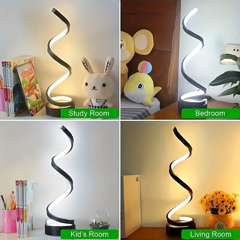 Spiralformet LED Bordlampe med Varmt Lys