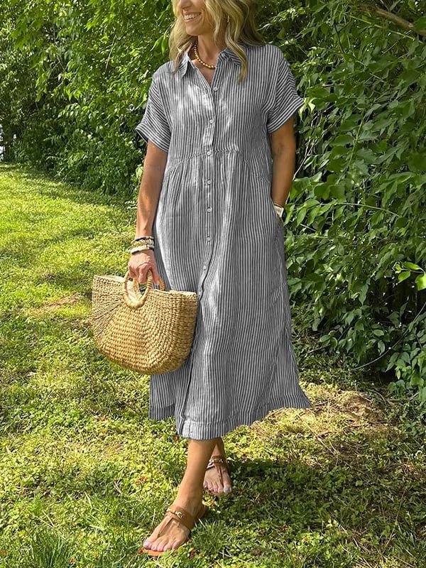Corinne™ | Stribet Skjorte med Knapper