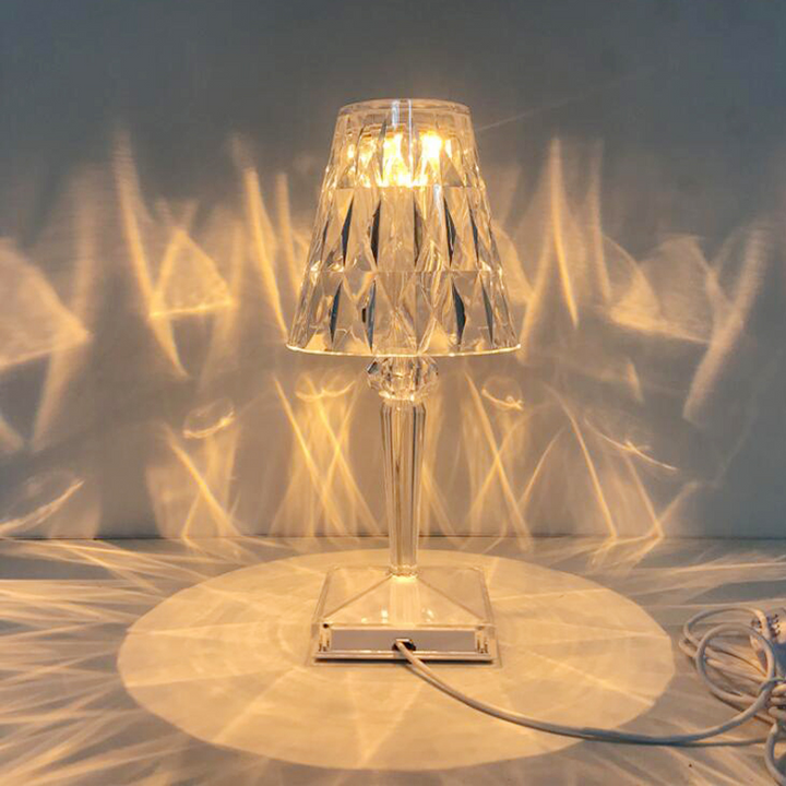 Berøringssensor Krystal Bordlampe med USB Genopladeligt Design