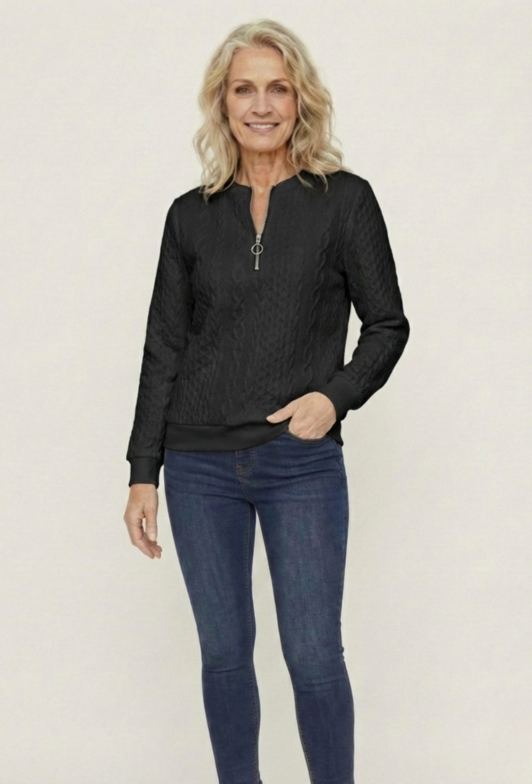 Sofie | Klassisk Striktrøje med Lynlås – Komfortabel & Tidløs