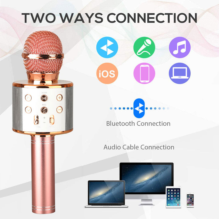 Genopladelig Bluetooth Karaoke Mikrofon med Indbygget Højttaler og Støjreduktion