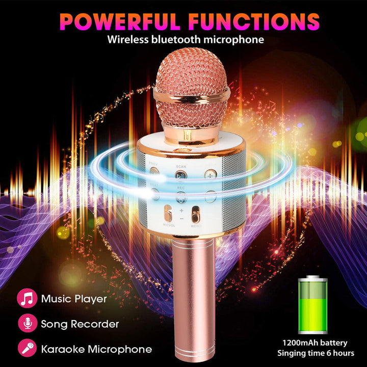 Genopladelig Bluetooth Karaoke Mikrofon med Indbygget Højttaler og Støjreduktion