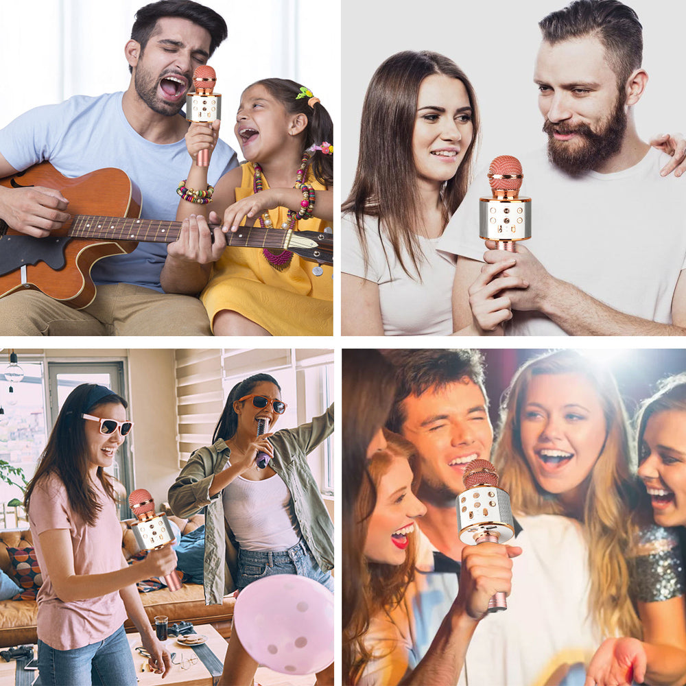 Genopladelig Bluetooth Karaoke Mikrofon med Indbygget Højttaler og Støjreduktion