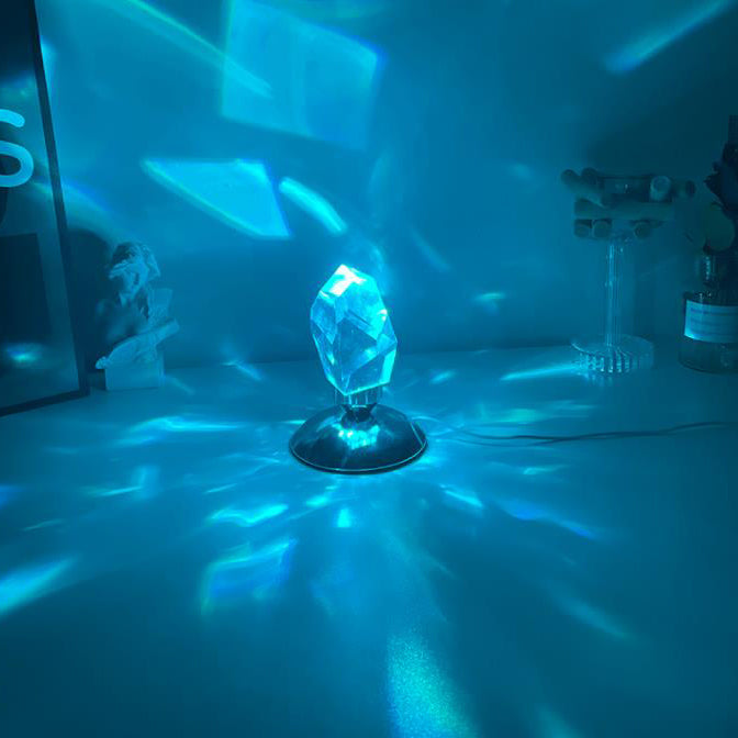 Diamantkrystal LED Bordlampe med Fjernbetjening - Trådløs Genopladelig Nattelygte med 16 Farveindstillinger
