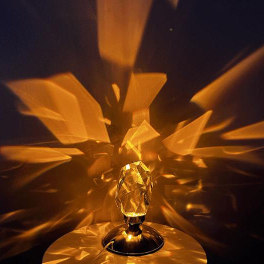 Diamantkrystal LED Bordlampe med Fjernbetjening - Trådløs Genopladelig Nattelygte med 16 Farveindstillinger