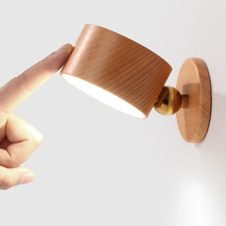 Moderne Træ Touch LED Væglampe - USB Genopladelig