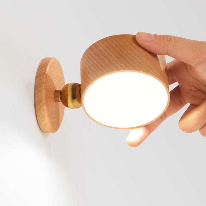 Moderne Træ Touch LED Væglampe - USB Genopladelig