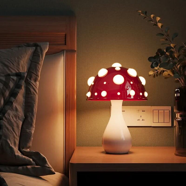 Amanita Svamp Bordlampe med Dæmpbart Varmt Lys