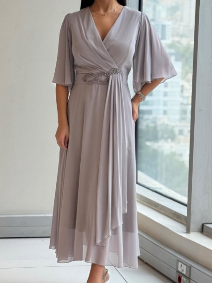 Louise™ | Elegant V-hals maxi kjole