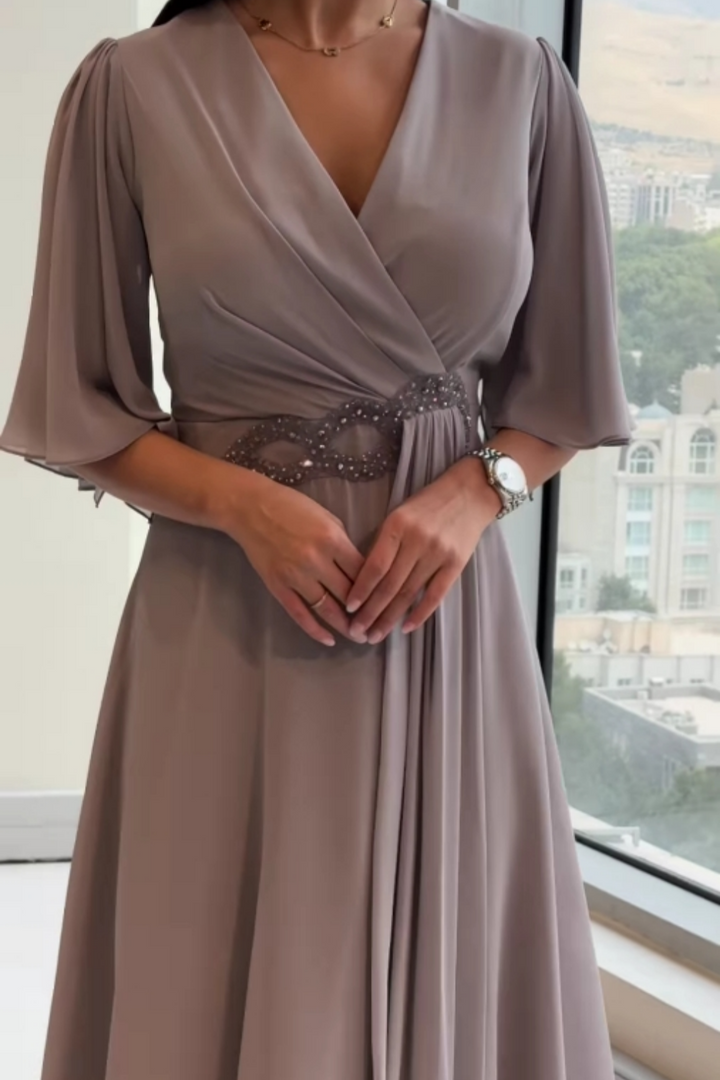 Louise™ | Elegant V-hals maxi kjole