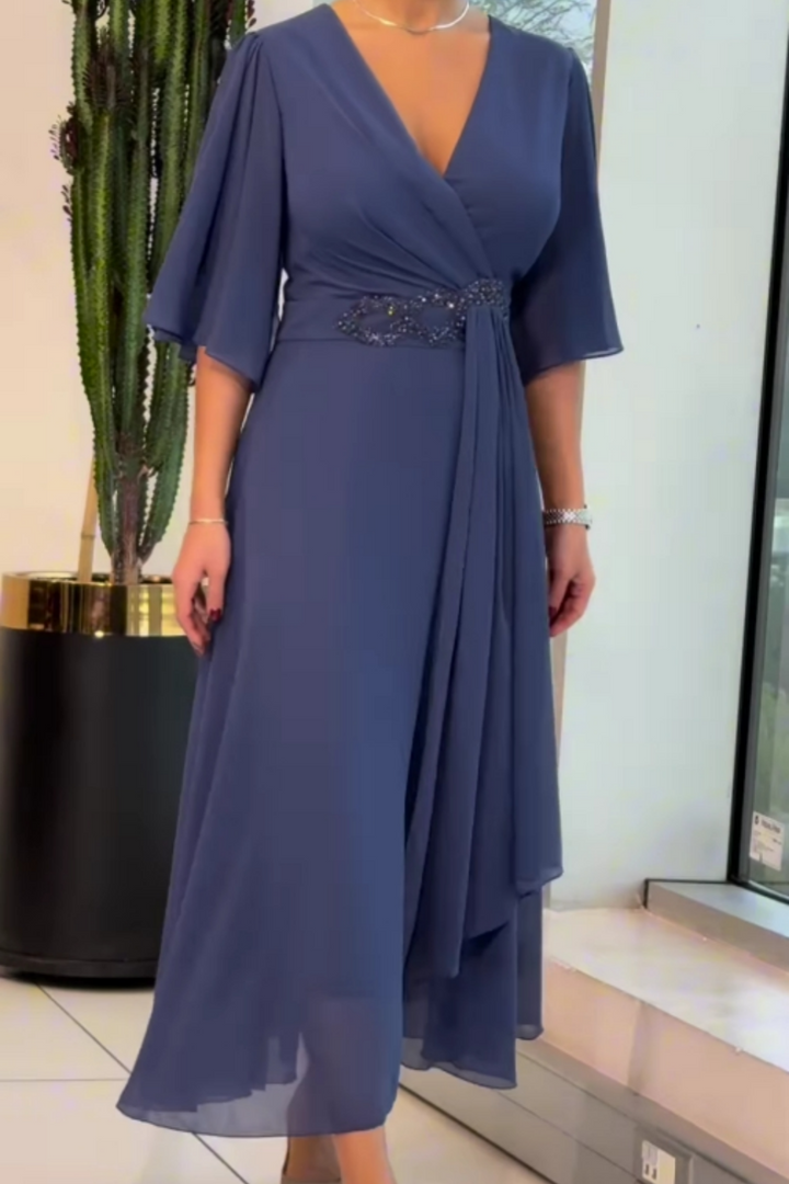 Louise™ | Elegant V-hals maxi kjole