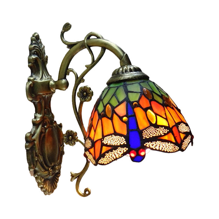 Tiffany Stil Dragefly Væglampe i Glas med 1 Lys