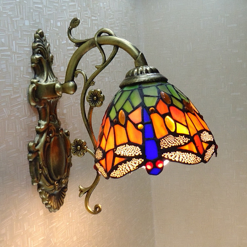 Tiffany Stil Dragefly Væglampe i Glas med 1 Lys