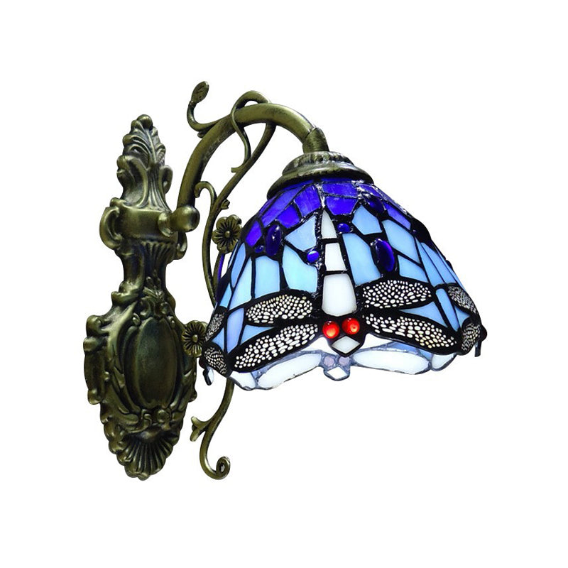Tiffany Stil Dragefly Væglampe i Glas med 1 Lys