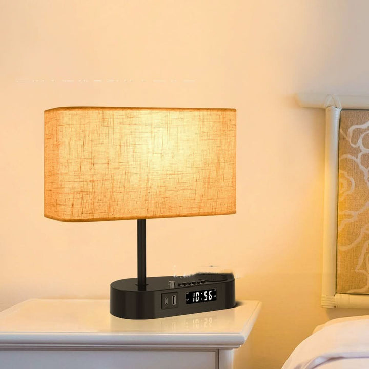 Multifunktionelt Vækkeur med Lampe og Opladningsport