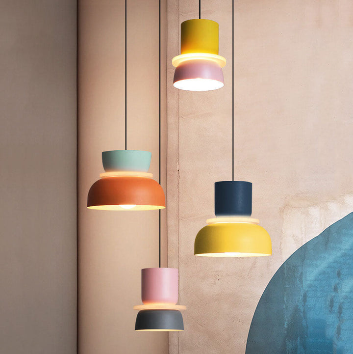 Farverig Macaron LED Pendel lampe i Moderne Skandinavisk Design