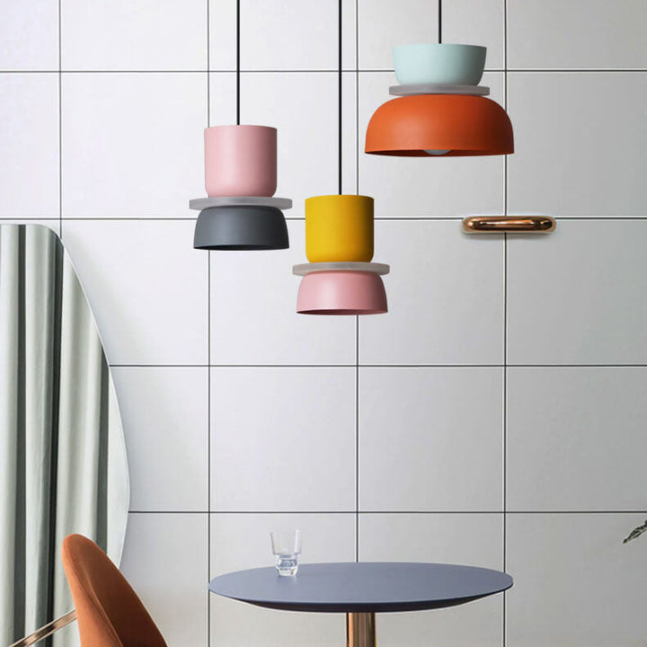 Farverig Macaron LED Pendel lampe i Moderne Skandinavisk Design