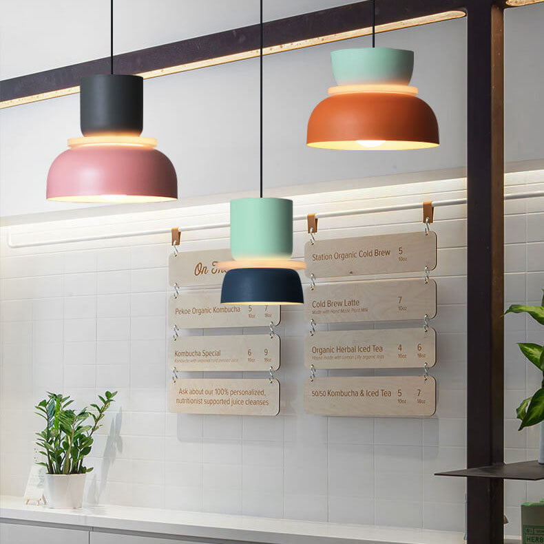 Farverig Macaron LED Pendel lampe i Moderne Skandinavisk Design