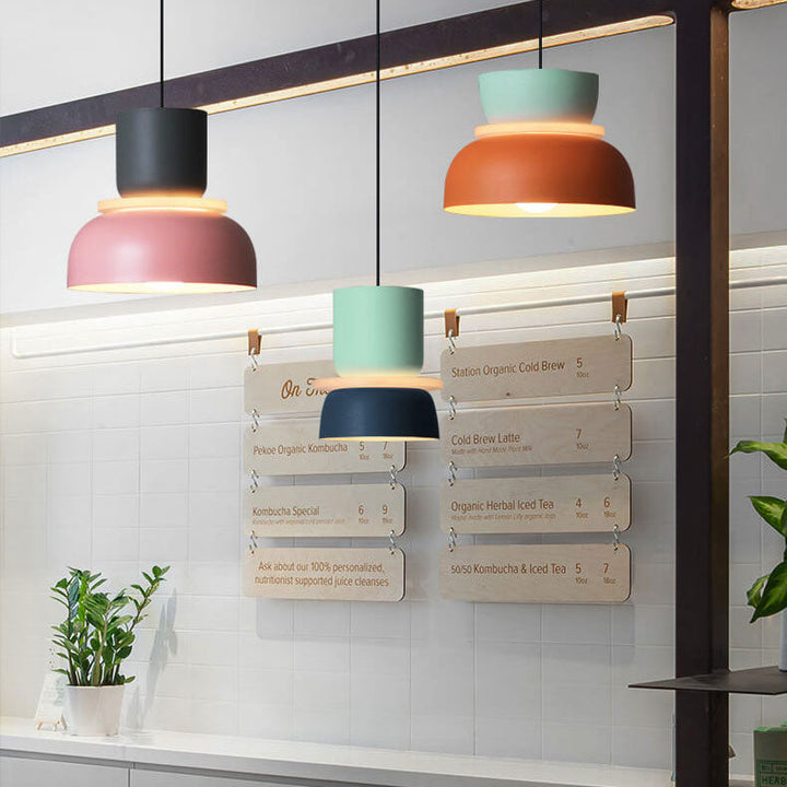 Farverig Macaron LED Pendel lampe i Moderne Skandinavisk Design