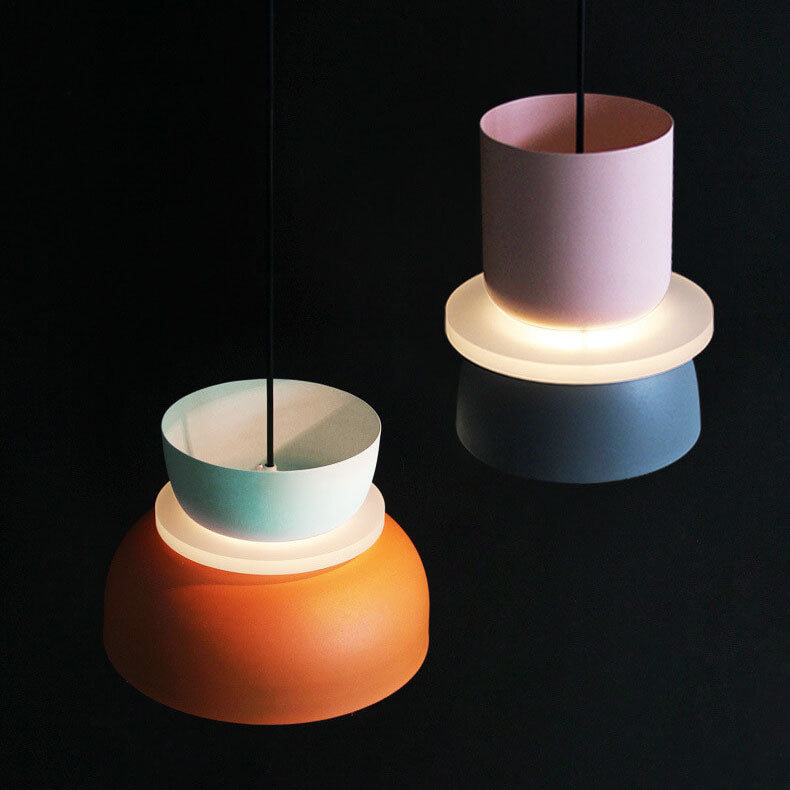 Farverig Macaron LED Pendel lampe i Moderne Skandinavisk Design