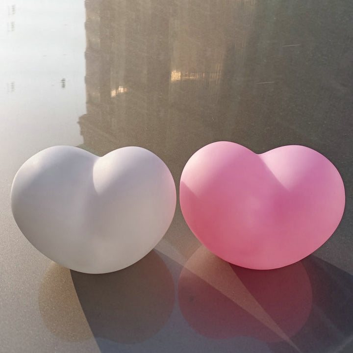 Hjerteformet Silikone LED Natlampe i Hvid og Rosa