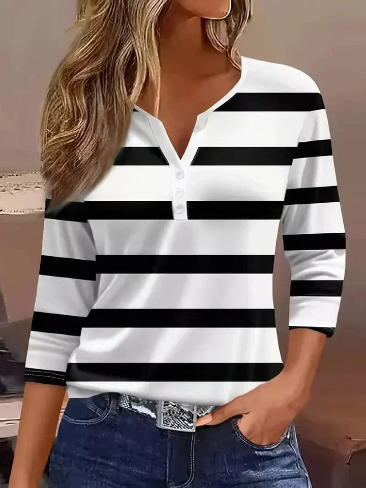 Amelia™ | Stribet V-Hals Top