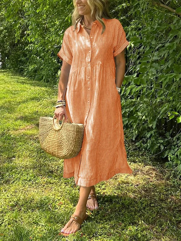 Corinne™ | Stribet Skjorte med Knapper