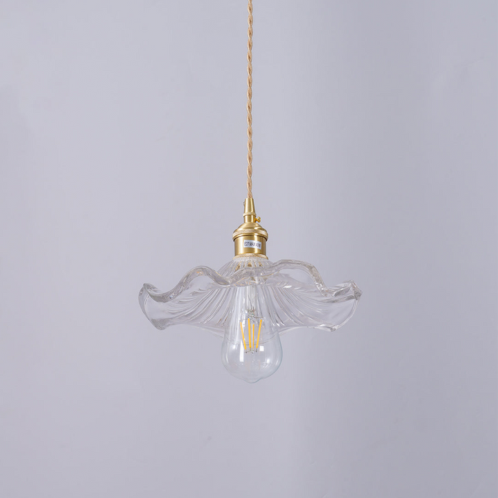 Hibiscus Blomst Dekorativ LED Lampe i Metal og Glas