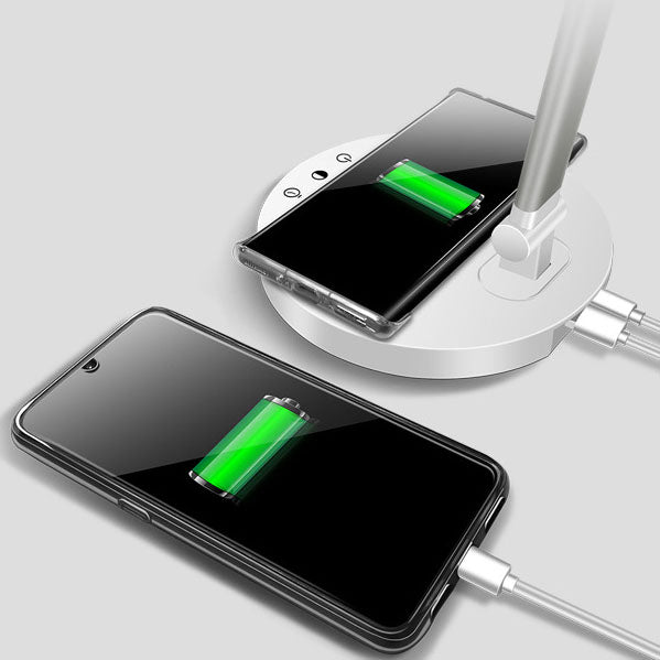 Minimalistisk Foldbar USB LED Skrivebordslampe i Sølv eller Sort