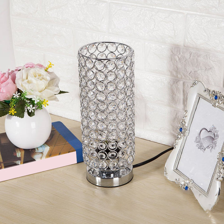 Moderne Krystal Bordlampe med Krom Finish